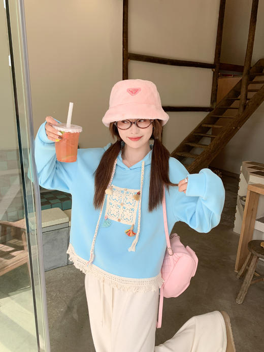 <曾小咸推荐>现货秒杀 ！微信超特价！韩系流苏连帽加绒卫衣 日常189.99 立减100 秒杀89.99！！ 商品图7