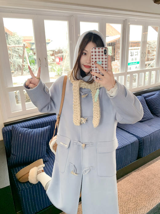 <曾小咸推荐>现货秒杀 ！微信超特价！韩系连帽牛角扣毛呢外套 日常489.99 立减250 秒杀239.99！！ 商品图8