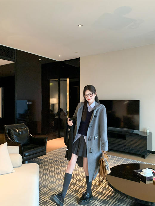 <曾小咸推荐>现货秒杀 ！微信超特价！韩系连帽牛角扣毛呢外套 日常489.99 立减250 秒杀239.99！！ 商品图14