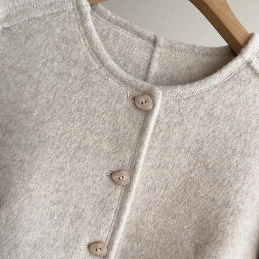 双面羊绒圆领长袖单排扣毛呢外套 商品图1