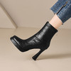 【预售5天】气质高跟防水台弹力瘦瘦短靴女秋冬新款尖头厚底粗跟不累脚时装靴CZ&&C-2305 商品缩略图0