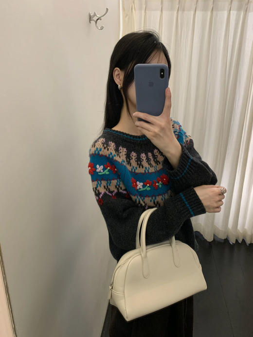 SZ6E02_月魄色_针织衫_冬季_圆领长袖提花宽松_高级女装_BERNIEELEN 伯妮斯茵 商品图2