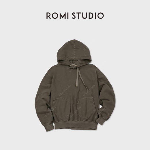 ROMI STUDIO“拳击袋口”全棉高克重分缝冚车连帽卫衣 RWCAS66687 商品图0