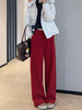 新年团宠糯米棉暗红窄版加厚加绒阔腿直筒裤高腰休闲裤 商品缩略图6