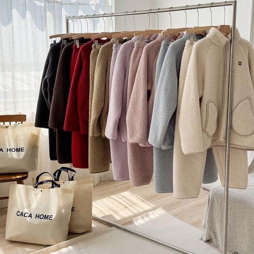 【拍2套178元起】CaCa情侣睡衣羊羔绒加厚家居服 冬季立领拉链休闲外穿套装 商品图3
