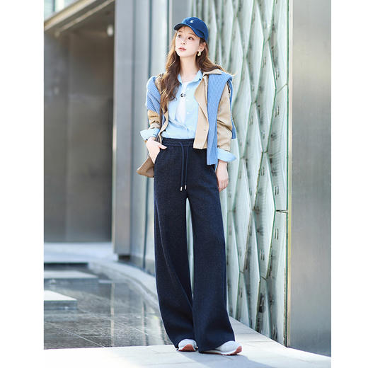 【鹅公主 羊毛蚕丝法式直筒裤】90-155斤可穿，美绒呢羊毛直筒裤，面层质感佳，直筒修饰腿型，后口袋添美。做工精，腰部抽绳更舒适~ 商品图5