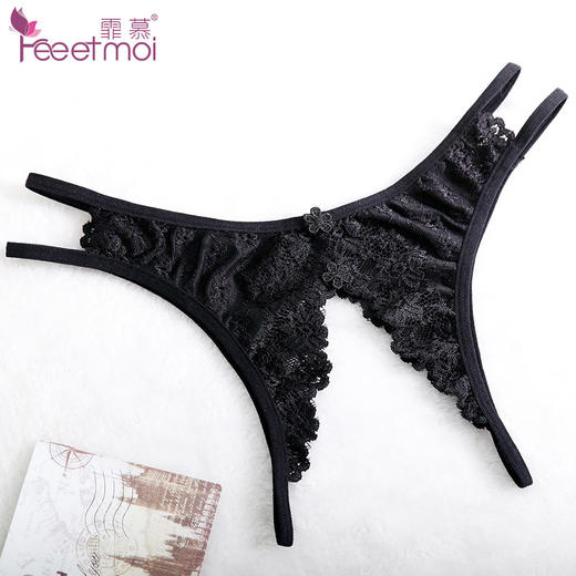 【开裆内裤】霏慕蕾丝花边开裆女士内裤升级版7132【 黑色】 商品图0