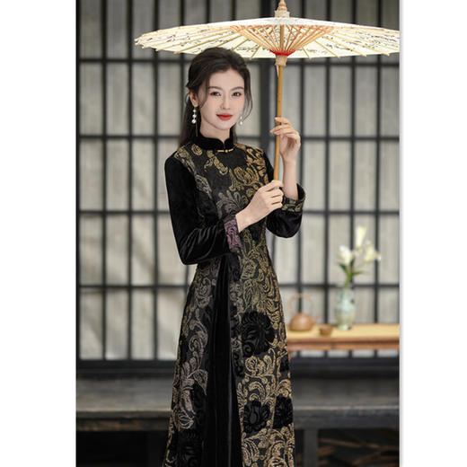 时尚改良新中式长款假奥黛七分袖旗袍GX66826 商品图3