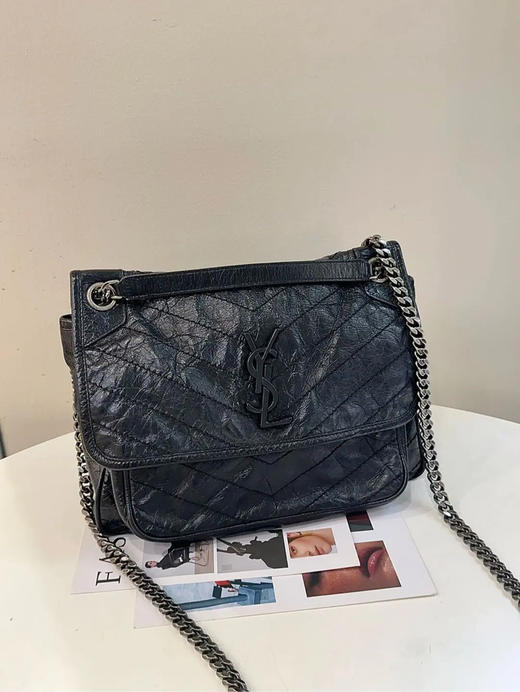 YSL Niki Shopping Bag 中号 黑色 牛皮 斜挎包 商品图0