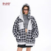 BJHG不计后果双面穿开衫连帽卫衣男款春季美式针织帽衫格纹外套女 商品缩略图2