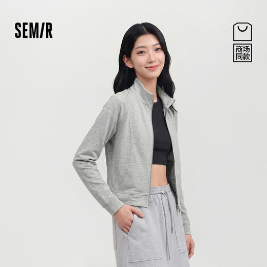 商场同款|森马外套女春短款插肩袖修身分割2026新款简约显瘦夹克 商品图0