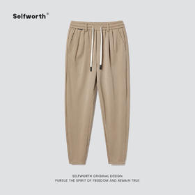 Selfworth男装针织休闲裤子2023秋季新款男士运动卫裤宽松九分裤