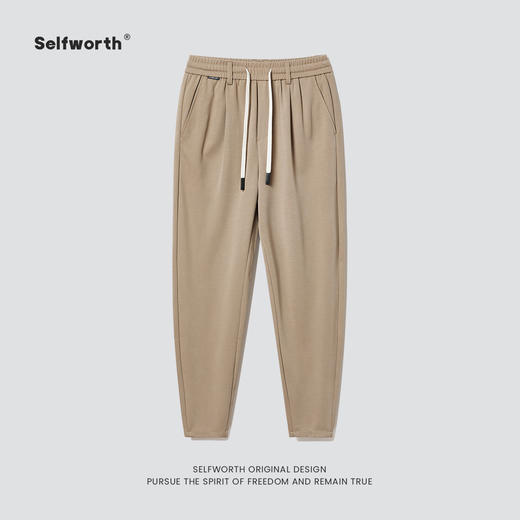 Selfworth男装针织休闲裤子2023秋季新款男士运动卫裤宽松九分裤 商品图0