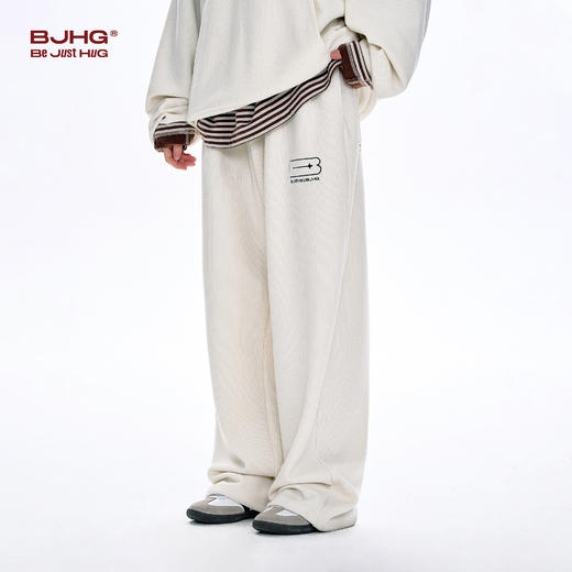 BJHG不计后果灯芯绒裤子男款春2026新款宽松刺绣直筒运动休闲裤女 商品图1