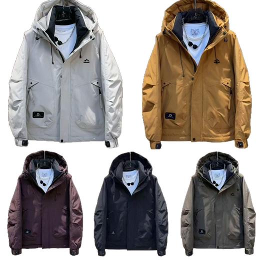 冬季新款男士连帽户外保暖防寒服休闲痞帅工装加厚翻领羽绒服国标 商品图4