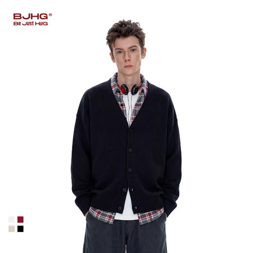 BJHG不计后果V领开衫毛衣男春季 新款基础款情侣装内搭上衣外套女 商品图0