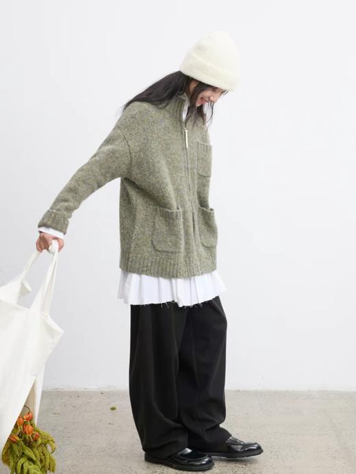 步履不停/5D13319C/拉链花纱毛衣开衫 商品图2