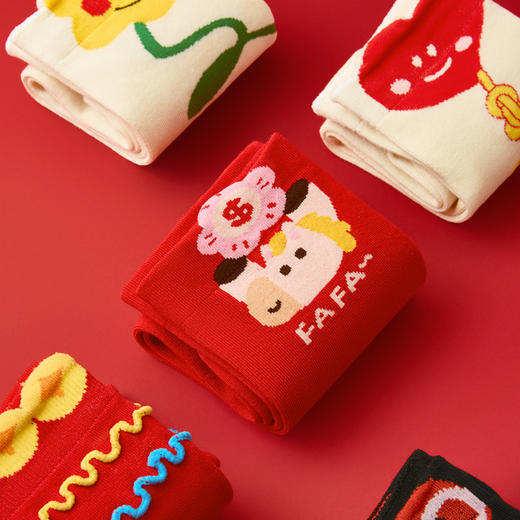 热卖2W+新年袜！新年开运红红火火 JKN秋冬马年情侣中筒袜 新疆长绒棉 5双礼盒装 2026新款新年鸿运袜 商品图4