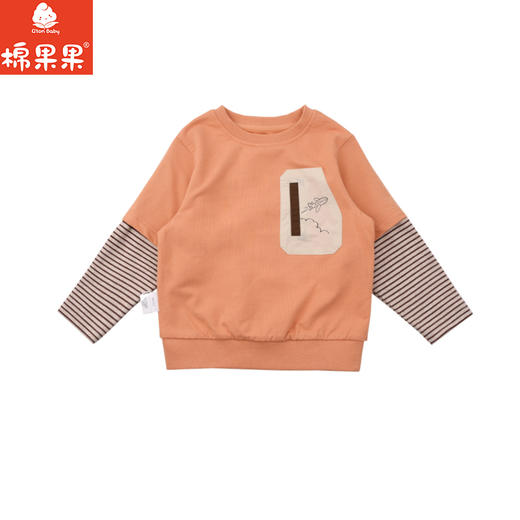 棉果果春季新品男童纯棉小线圈假两件圆领套头卫衣M112180226154 商品图1