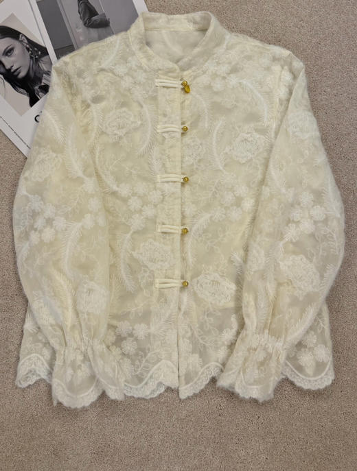 【门店同款】ENJOY冬季“烟火漫春”霜月薄纱中式上衣 168995857 商品图3