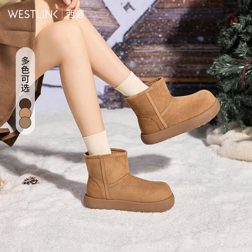 西遇加绒保暖雪地靴女冬季新款厚底小土豆丑萌面包勃肯棉鞋子K0057366 商品图0