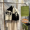D122607新款双G重叠黑白拼色羊绒流苏围巾披肩 商品缩略图1