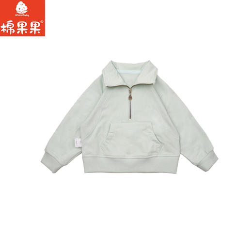 棉果果春季新品女童纯棉小线圈绿色翻领套头卫衣M122180226117 商品图2
