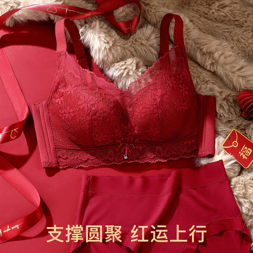 A2-【婚嫁红色内衣套装+礼盒】本命年内衣女小胸聚拢收副乳防下垂文胸  秋香/秋菊/时秋晴雨 商品图5
