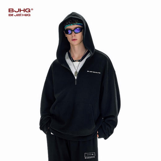 BJHG不计后果美式连帽卫衣男款春季新款潮拉链polo领灯芯绒帽衫女 商品图2