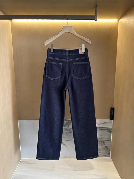 D122630秋冬加绒直筒裤复古深蓝色贴兜牛仔裤 商品图8