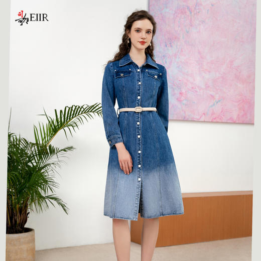司歌牛仔单排扣渐变收腰连衣裙收腰通勤R901257X 商品图2
