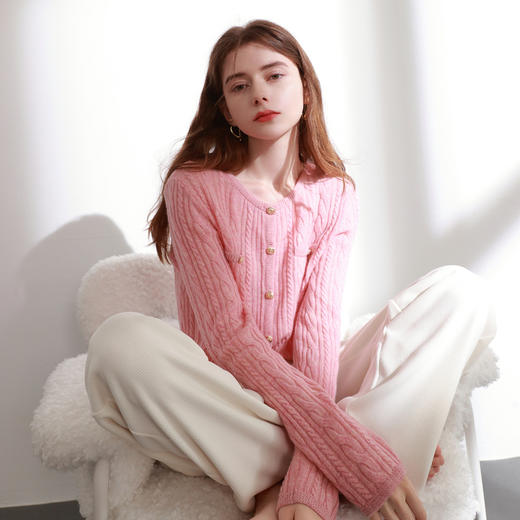 三彩2026春季新款雪尼尔休闲长裤高腰松紧直筒阔腿裤宽松简约M 商品图3