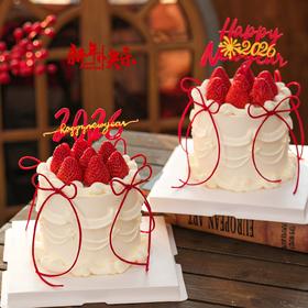 【2026新年蛋糕】复古风草莓红丝带蛋糕