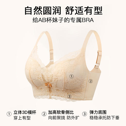 A2-【A-B杯】【小胸聚拢 小A秒变大C】蕾丝内衣女聚拢不空杯调整型文胸罩  春日江南 商品图1