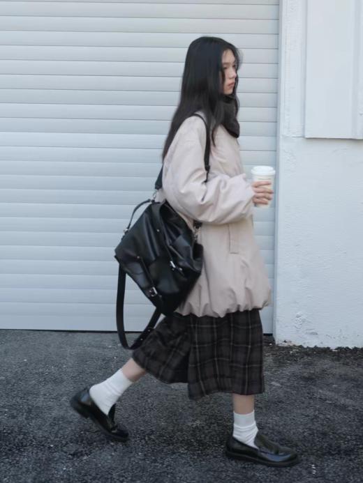 步履不停/5D43191C/60羊毛格纹毛呢折边七分裤 商品图2