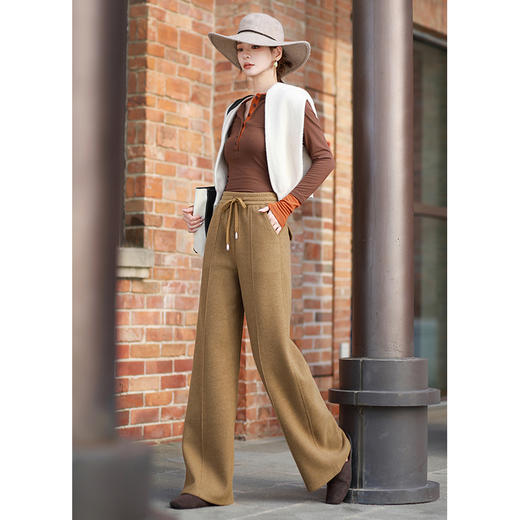 【鹅公主 羊毛蚕丝法式直筒裤】90-155斤可穿，美绒呢羊毛直筒裤，面层质感佳，直筒修饰腿型，后口袋添美。做工精，腰部抽绳更舒适~ 商品图4