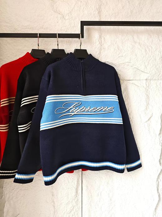 D122603条纹logo草写刺绣字母半拉链毛衣男女同款 商品图11