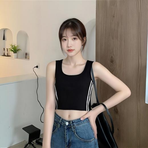 ZC撞色织带百搭背心50702（黑）秋季 253012090321 商品图0