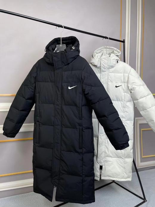 D122611精典简约基础款印花长款连帽羽绒服男女同款 商品图6