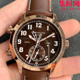 V2升级版 GR百达翡丽复杂功能时计5524系列 两地时区Calatrava飞行家旅行时间男士腕表 表径42mm