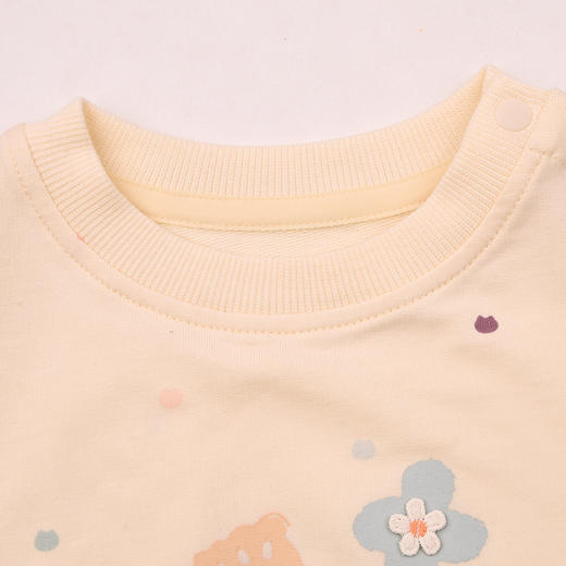 棉果果春季新品女童纯棉小线圈米白圆领套头卫衣M122180226110 商品图2