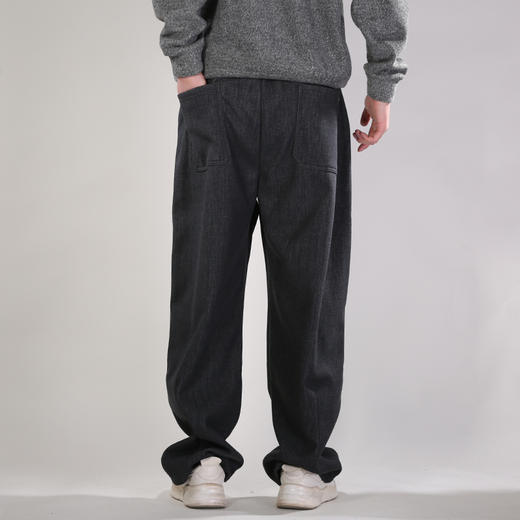 DRONKOO 2025 抽绳右裤袢装饰斜纹肌理复合绒厚休闲长裤 商品图4