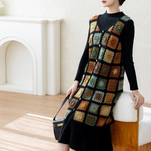 苏苏姐家野冬拼花马甲手工diy编织上衣钩针毛线团材料包 商品图3