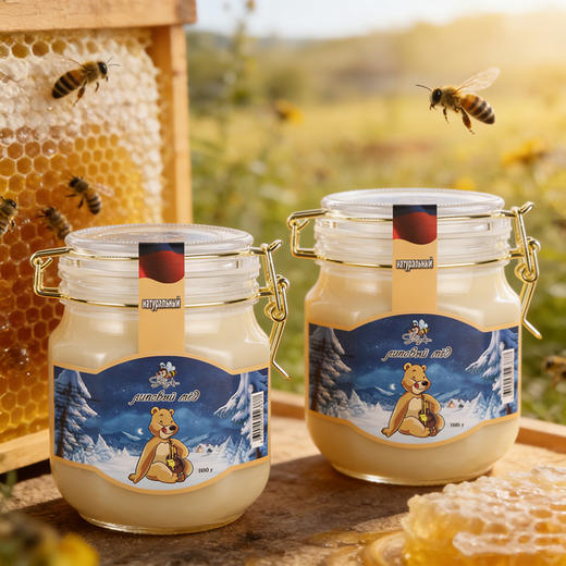【春节预售：2.12号
-2.24号停发】疯抢中！！【俄罗斯原瓶进口椴树蜂蜜】天然原始森林 色泽透亮奶白 口感香甜软糯 甜而不腻 1000g*2罐装 商品图3
