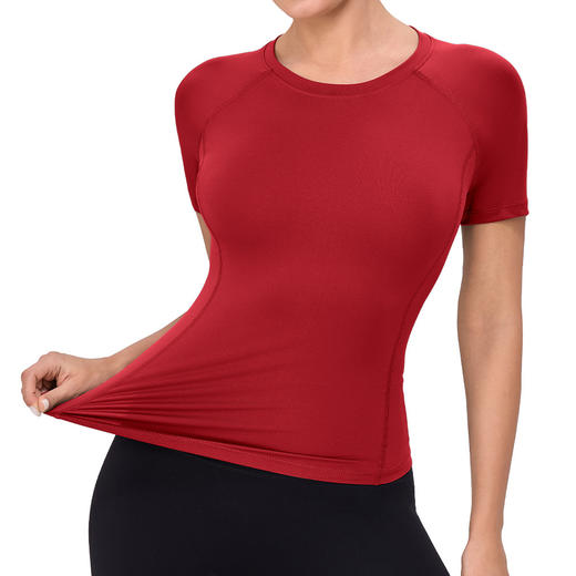 跃牌【欲动春风】系列 女紧身瑜伽短袖高弹速干健身运动T恤圆领透气显瘦跑步上衣LH1110 商品图4