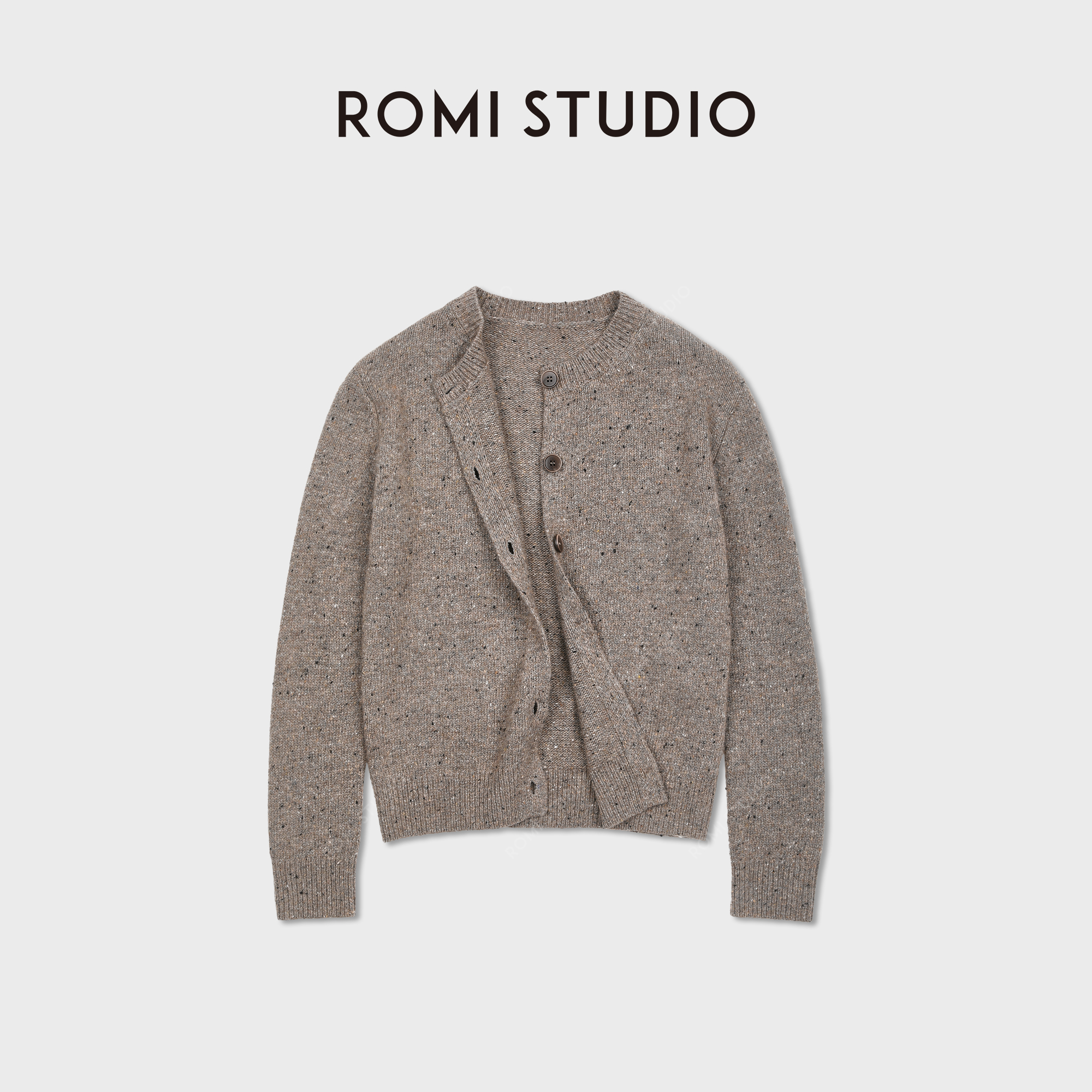 ROMI STUDIO“花纱羊毛开衫”彩点慵懒宽松圆领针织衫RWDSST1931