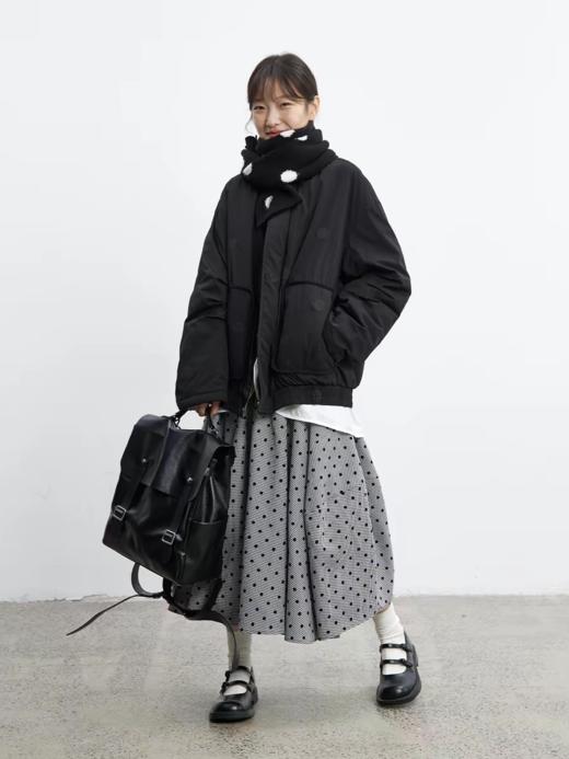 步履不停/5D41177C/千鸟格波点植绒花苞半裙 商品图4