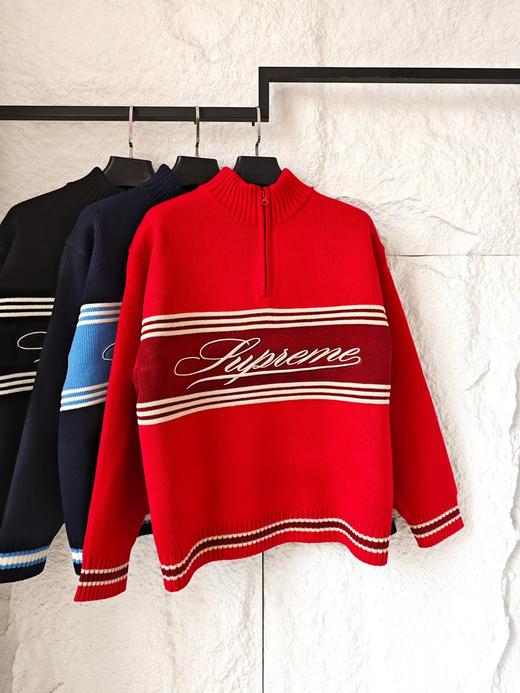 D122603条纹logo草写刺绣字母半拉链毛衣男女同款 商品图12