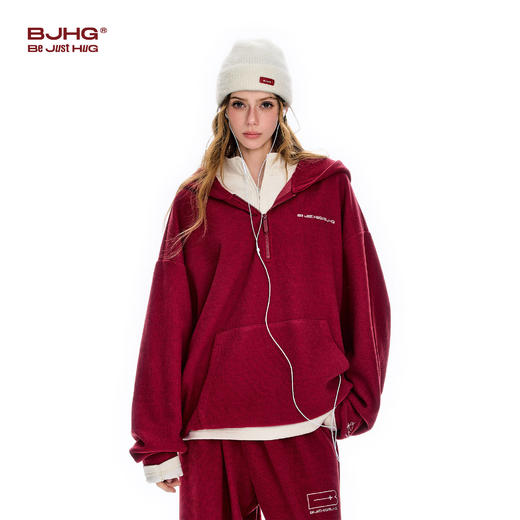 BJHG不计后果美式连帽卫衣男款春季新款潮拉链polo领灯芯绒帽衫女 商品图4