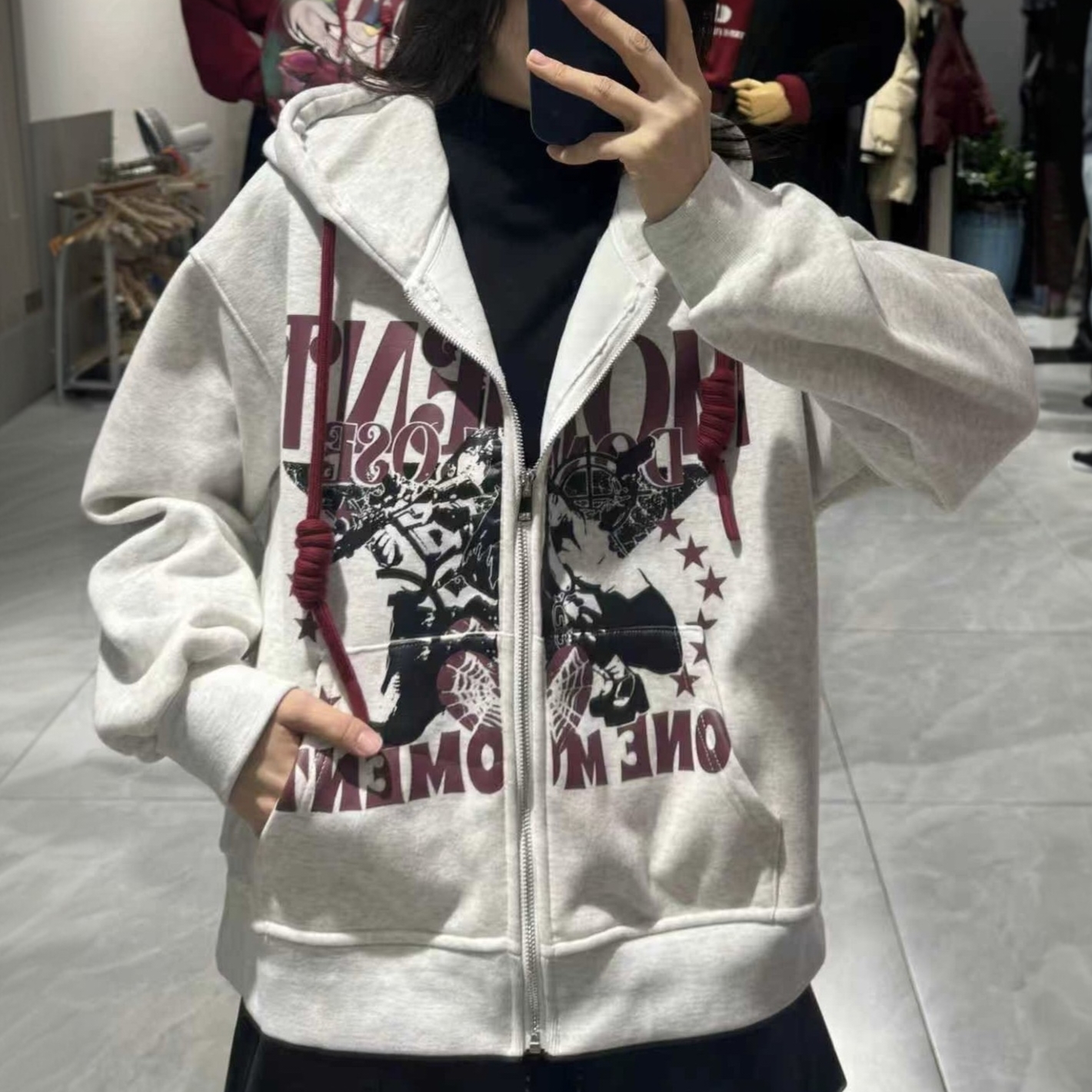 NC连帽加绒图案卫衣短外套51030冬季010024244648